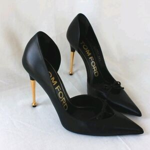 ⭐️TOM FORD⭐️ Black Leather D'Orsay Heels with Gold Stiletto
